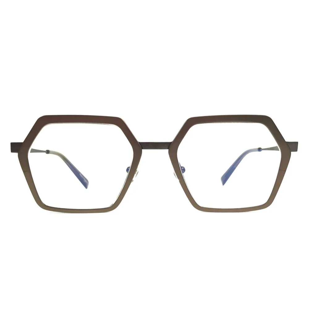 Tom Davies Eyeglasses Frames TD784 Col. 2363 Matte Brown Gray Hexagon 49-19-140